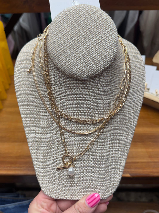 18K Stainless Steel Layered Necklace - Gold