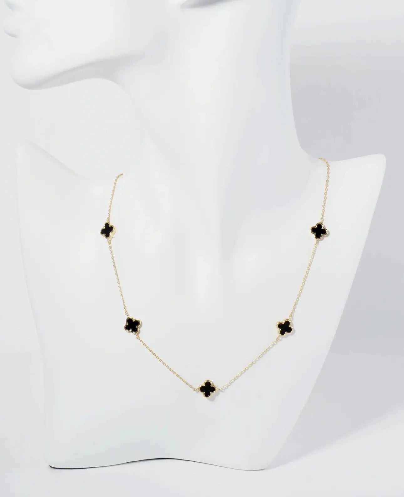 Quatrefoil Clover Necklace - Black + Gold
