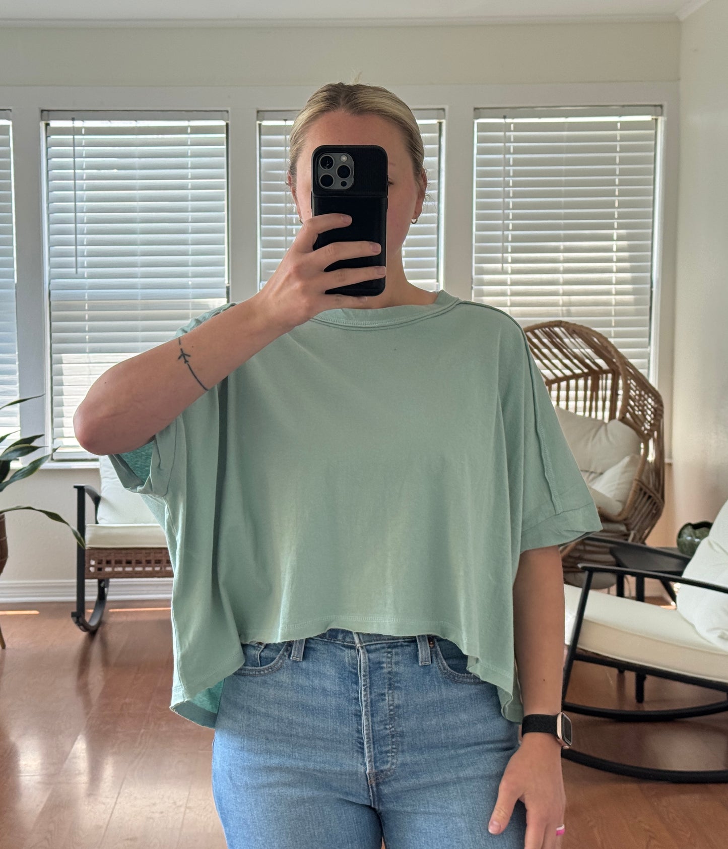 Oversized Crop Short Sleeve Tee - Sage