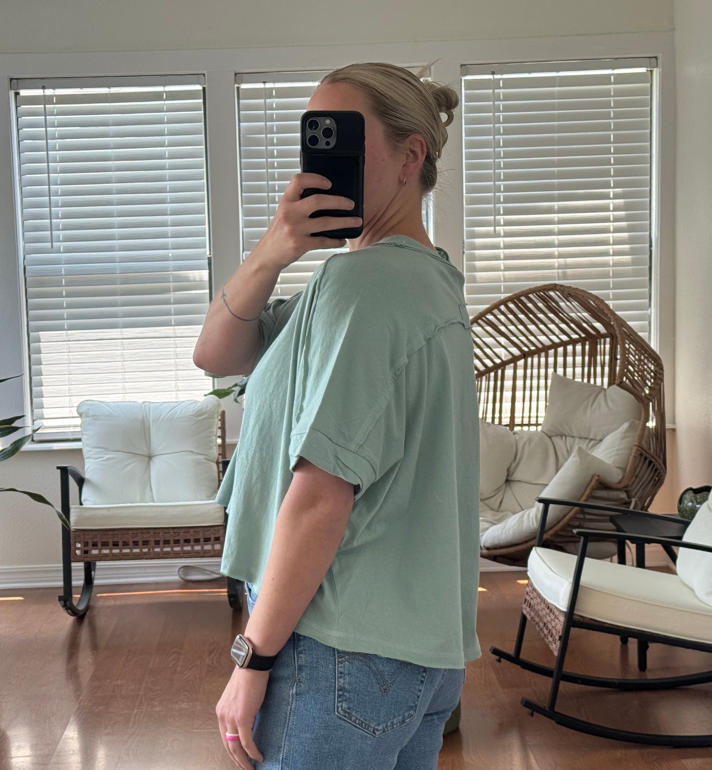 Oversized Crop Short Sleeve Tee - Sage